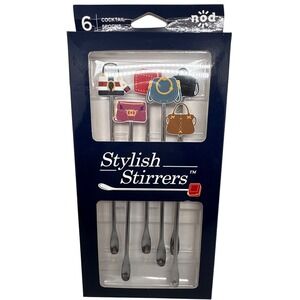 Nod Stylish Stirrers Cocktail Spoons Purse Handbag Design Set of 6 Party Hostess